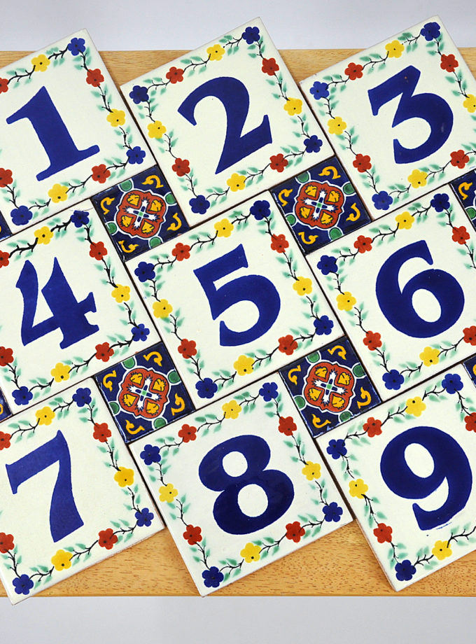 Talavera Number Tiles 4×4″